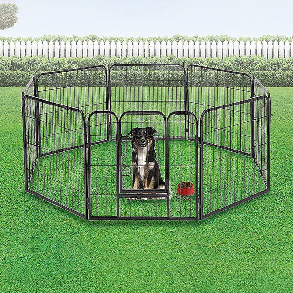 8 Panel Heavy Duty Pet Dog Playpen Puppy Exercise Fence Enclosure Cage