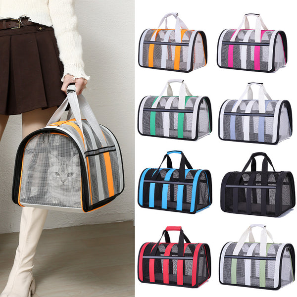 Size L Black Foldable Pet Carrier Bag - Lightweight, Breathable, and Spacious for All Seasons