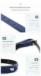 2 PCS Red Soft Leather Dog Collar - Adjustable & Durable for Medium/Large Dogs M-(58*2.5cm)
