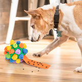 Pink Ball And Colorful Strips Of Fabric Interactive Pet Snuffle Ball - Treat-Dispensing Toy for Dogs and Cats, 20 cm TPR and Felt Fabric for Mental Stimulation